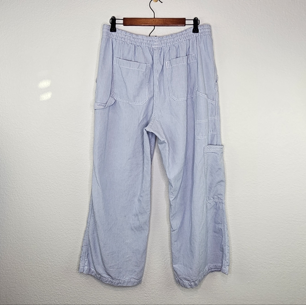 Aerie Baggy Cargo Wide Leg Chambray Elasti Drawstring Pull On Pants Large - Picture 8 of 16